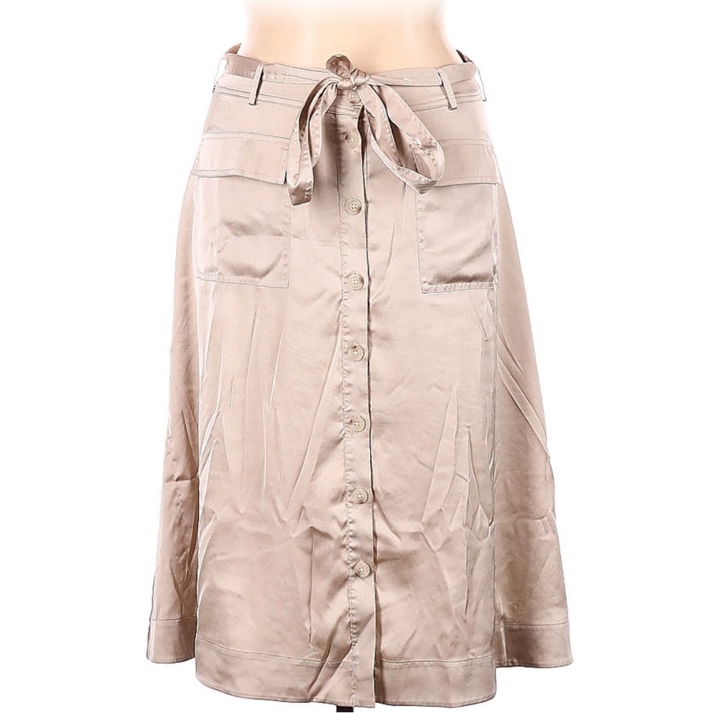 Banana Republic Satin Tan Button-Down Skirt